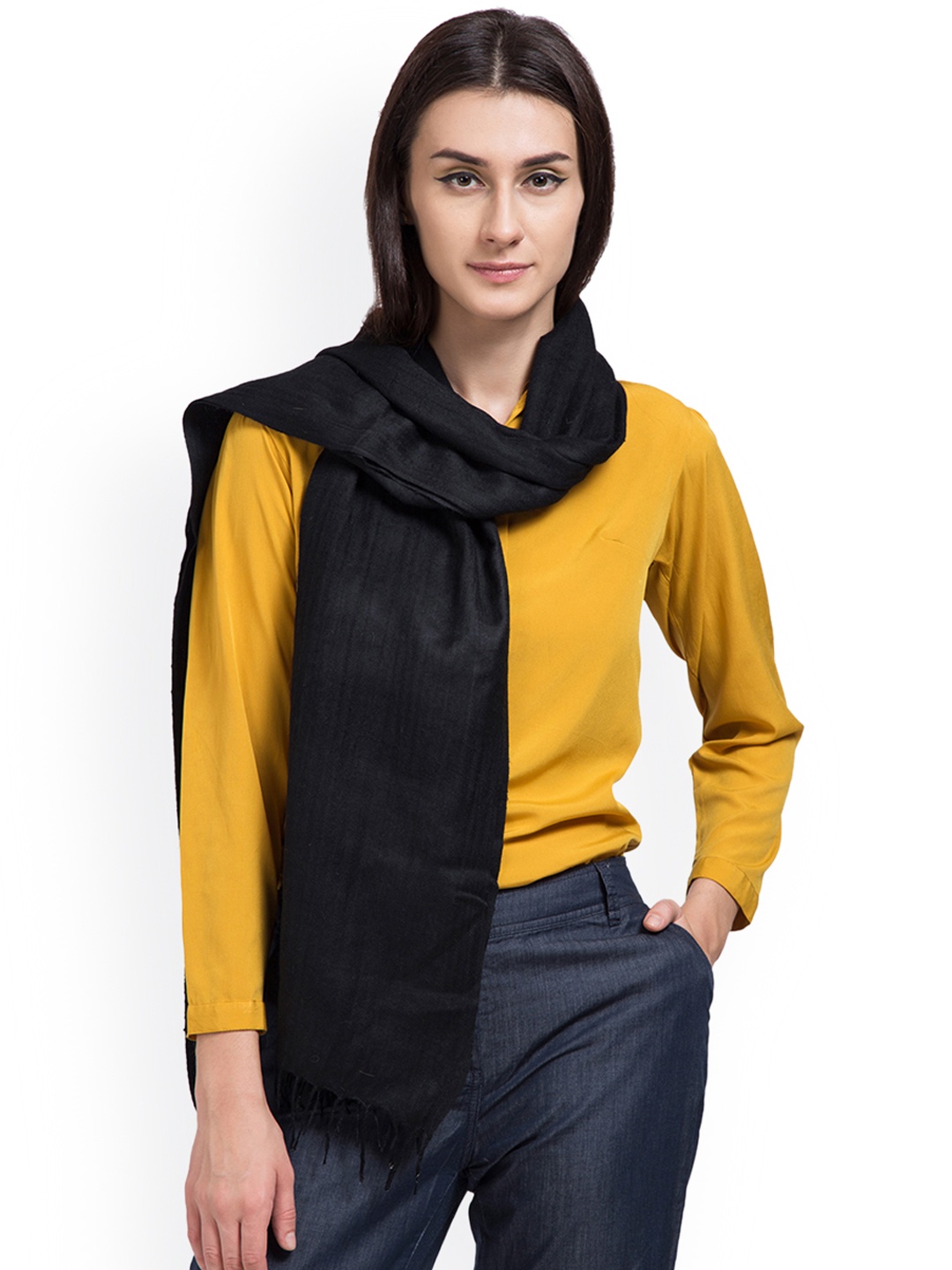 

SHINGORA Women Black Solid Sustainable Stole