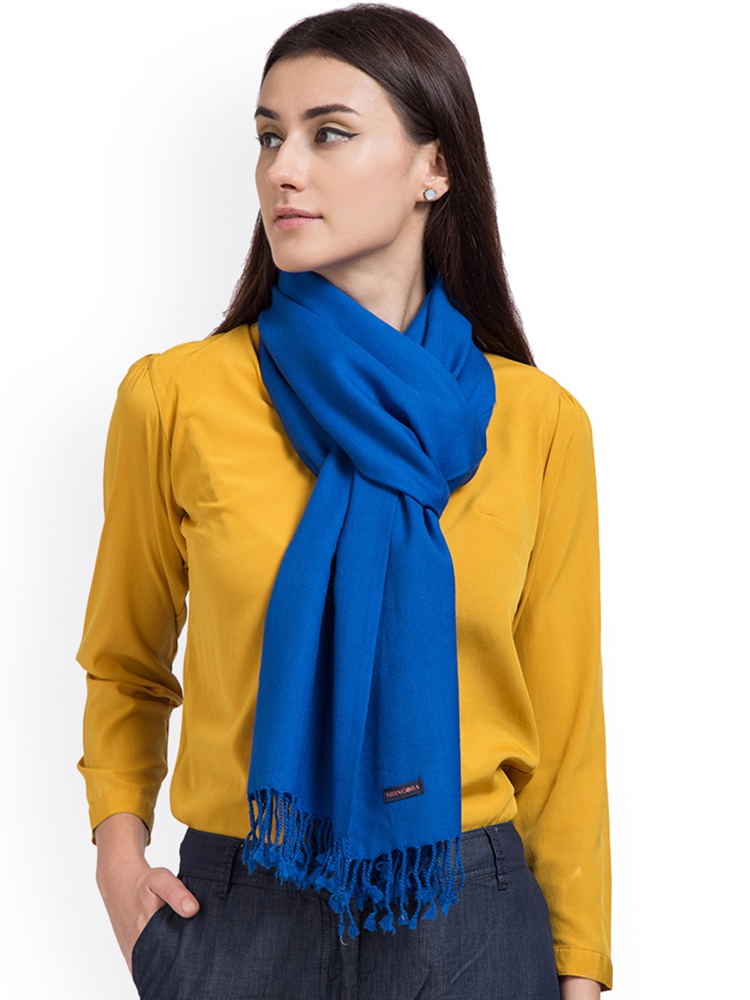 

SHINGORA Women Blue Solid Woollen Stole