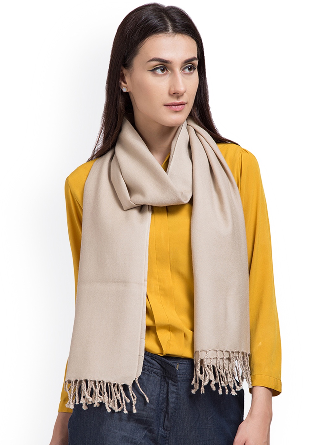 

SHINGORA Women Beige Solid Woollen Sustainable Stole