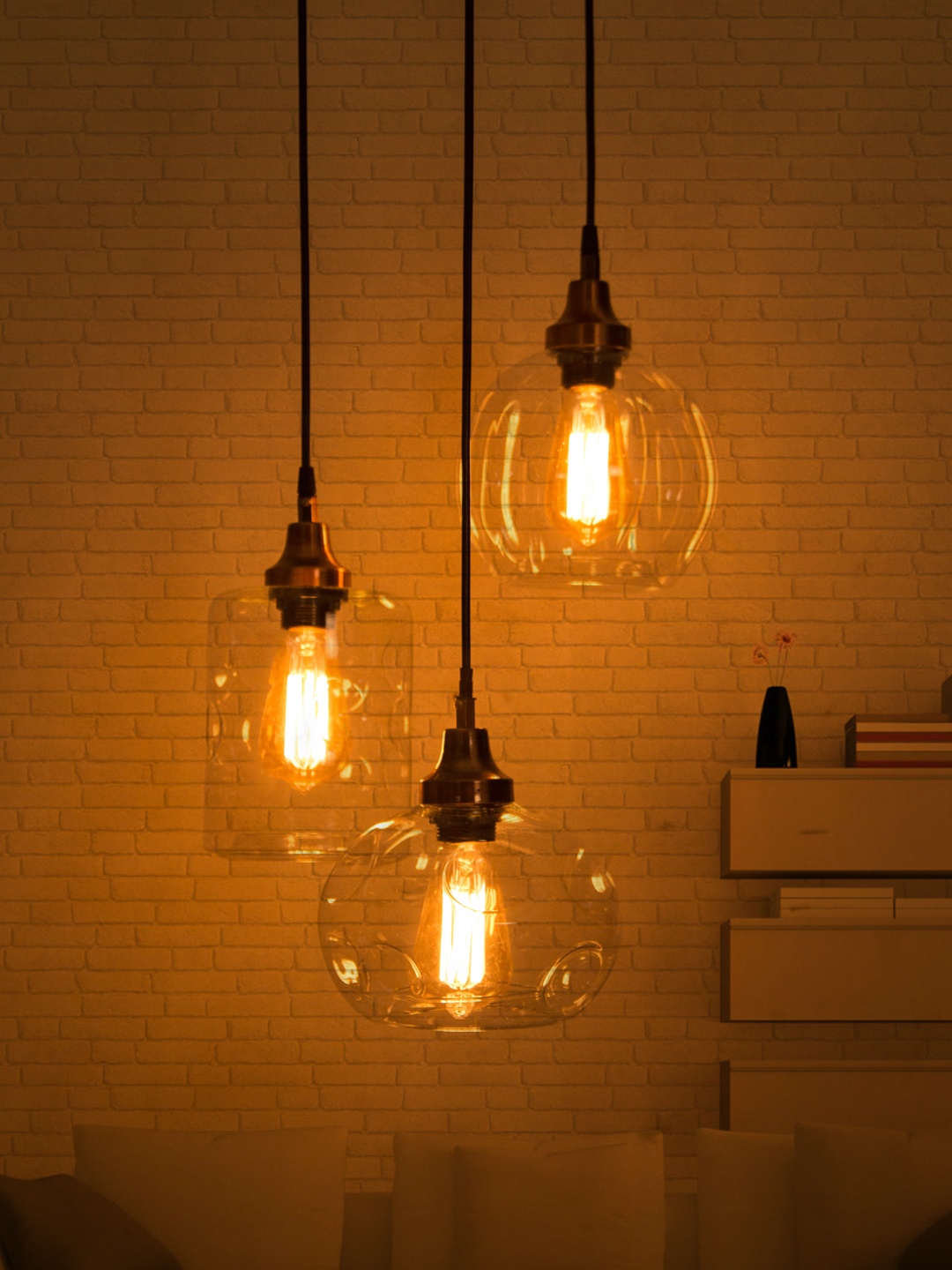 Fos Lighting Copper-Toned 3 Drop Cluster Lights