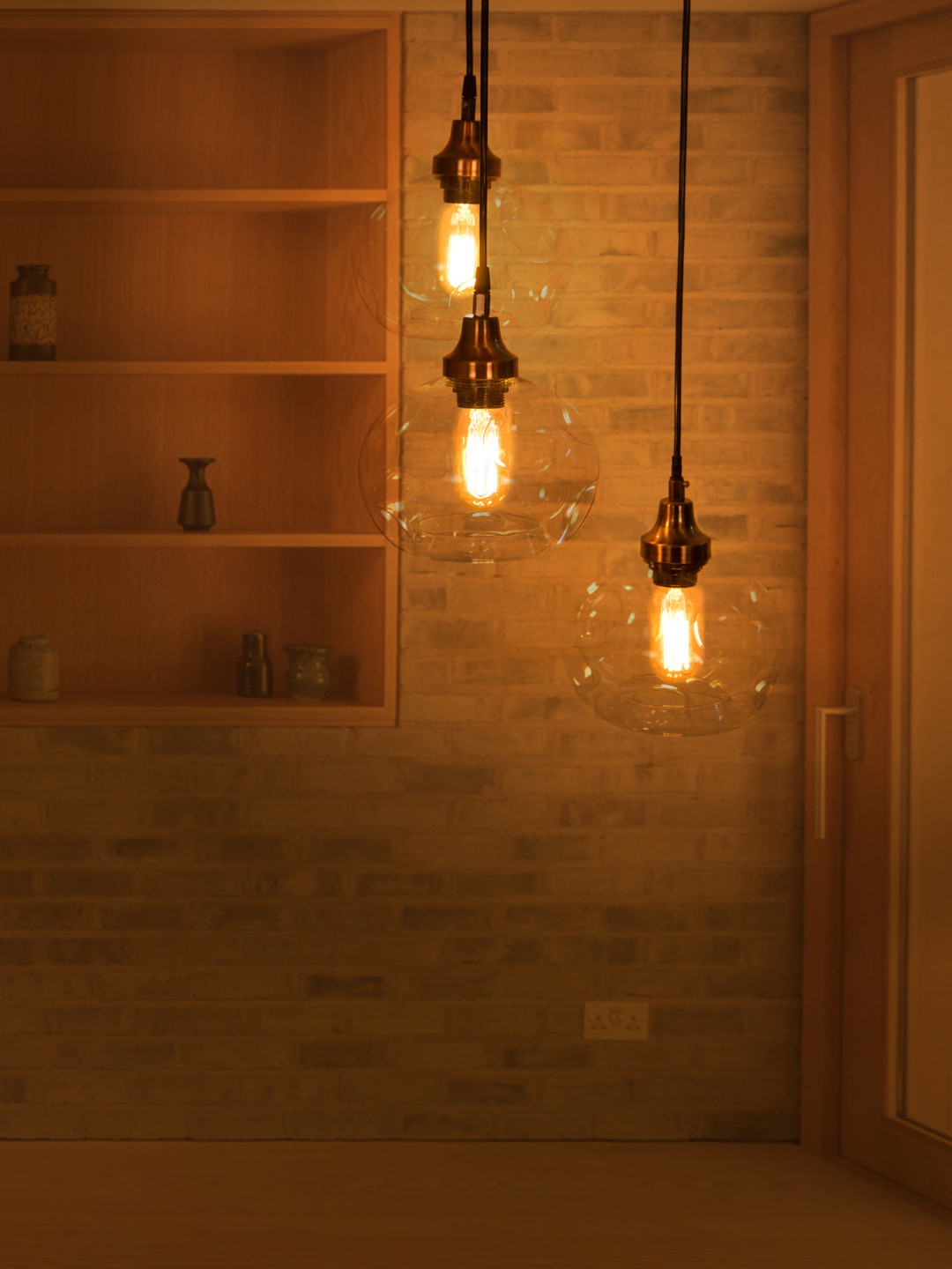 

Fos Lighting Copper-Toned 3 Drop Round Spot Lights Ceiling Lamp