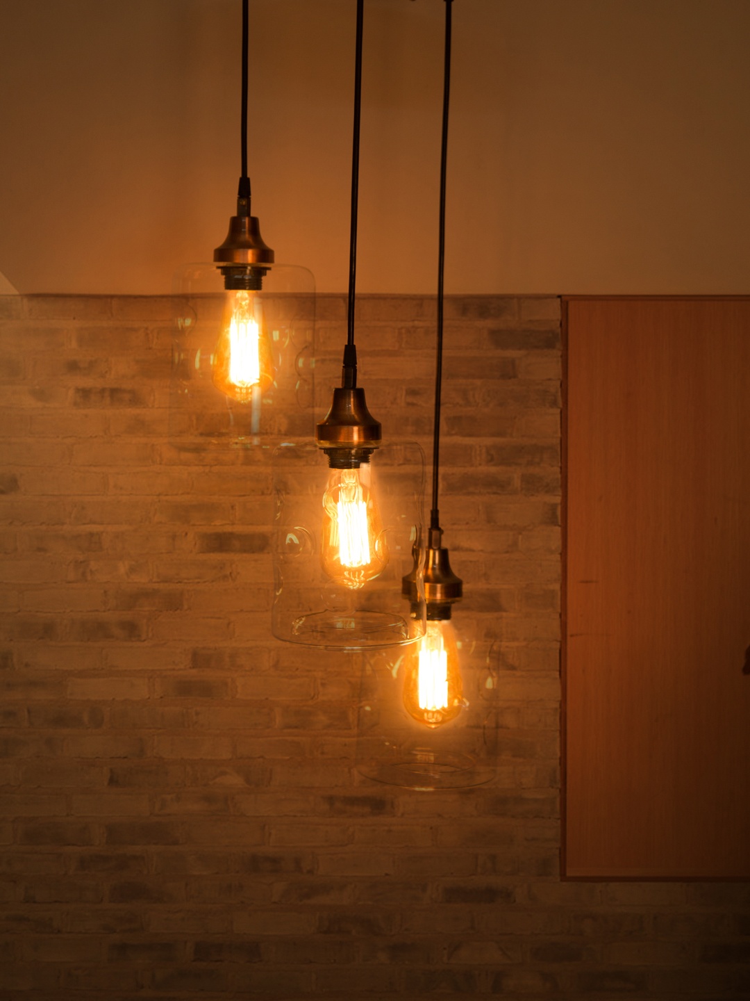 

Fos Lighting Copper-Toned 3 Drop Cylinderical Cluster Lights