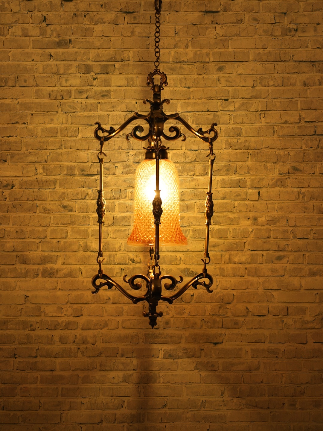 

Fos Lighting Spanish Antique Finished Small Foyer Pendant Lamp, Gold