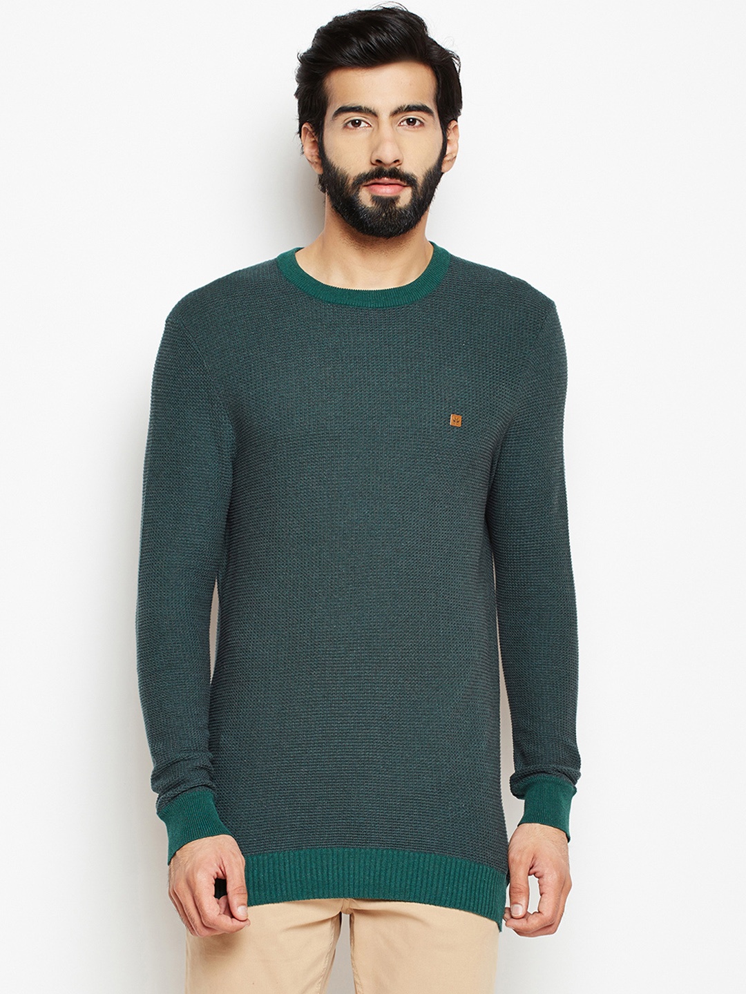 

Crimsoune Club Men Teal Green Solid Pullover