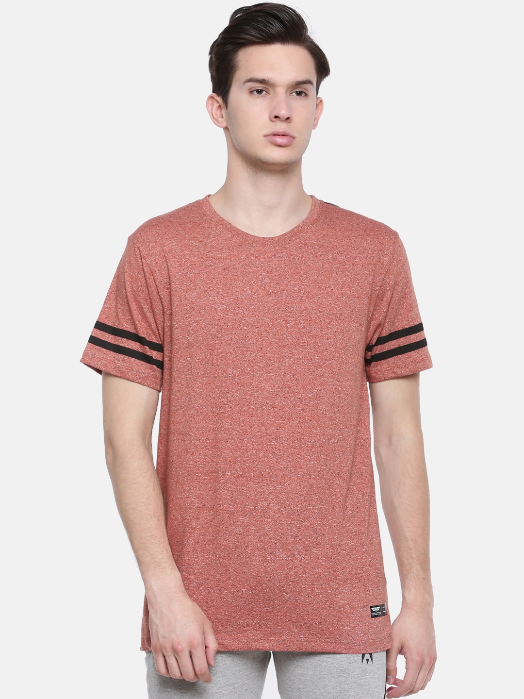 

Force NXT Men Orange Solid Round Neck T-shirt