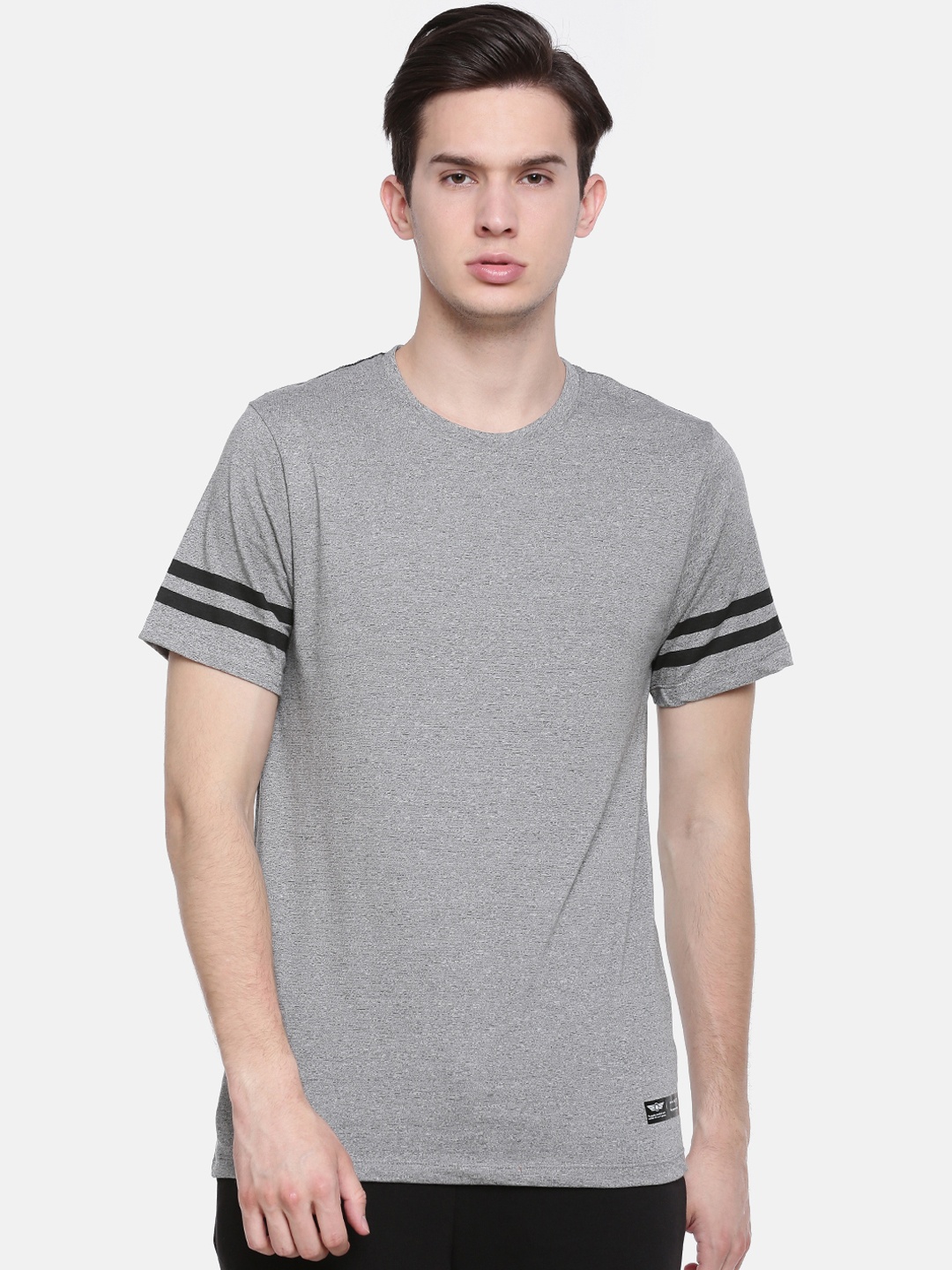 

Force NXT Men Grey Solid Round Neck T-shirt
