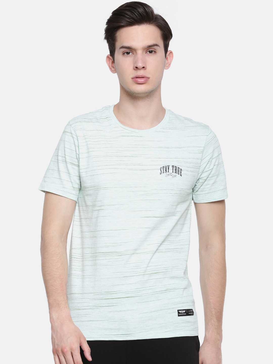 

Force NXT Men Green Self Design Round Neck T-shirt