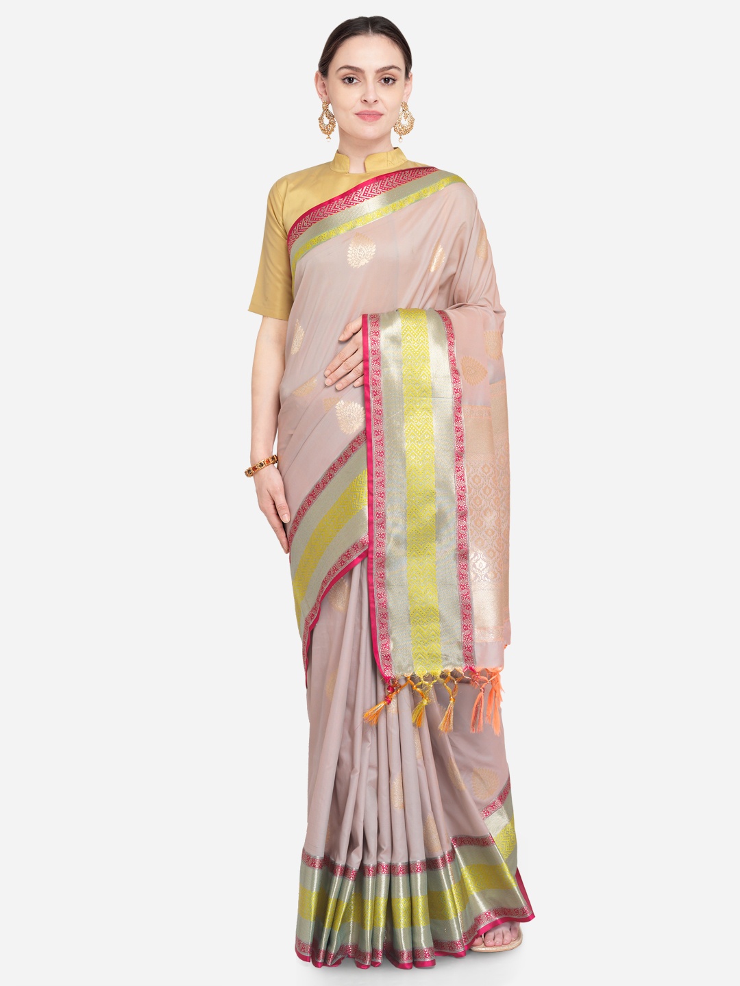 

Varkala Silk Sarees Lavender Silk Blend Woven Design Banarasi Saree