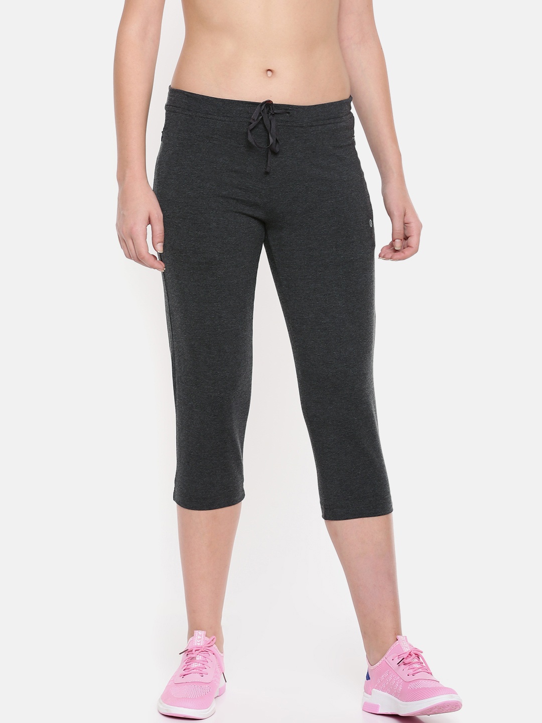 

Enamor Women Mid-Rise Straight Leg Lounge Capris E018, Charcoal