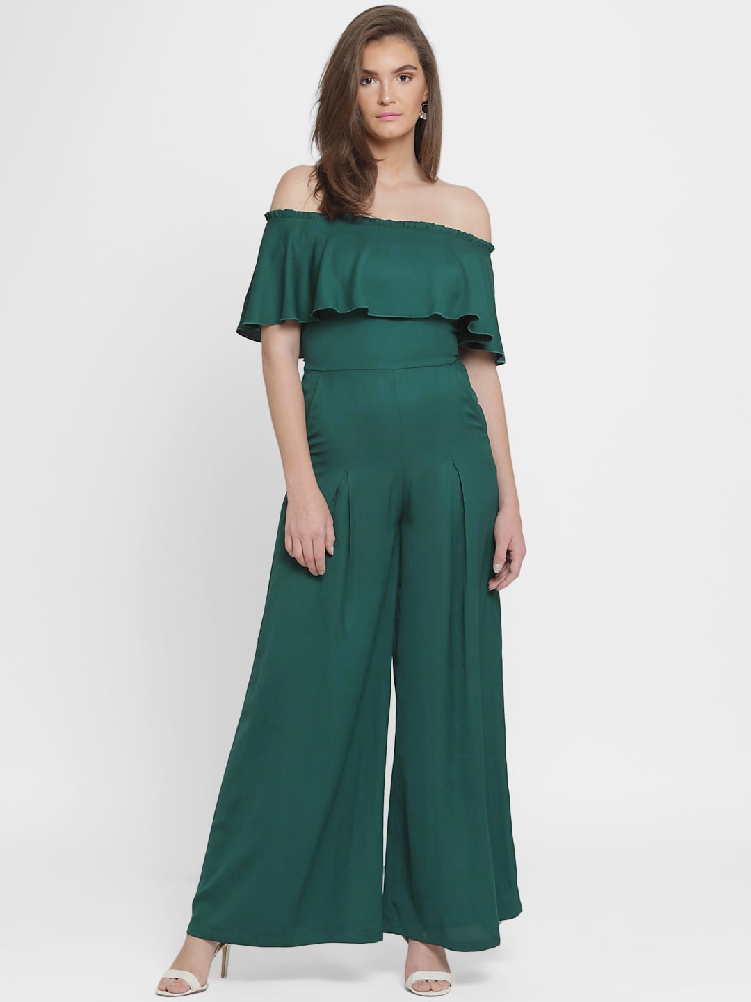 

Kazo Women Green Solid Basic Jumpsuit