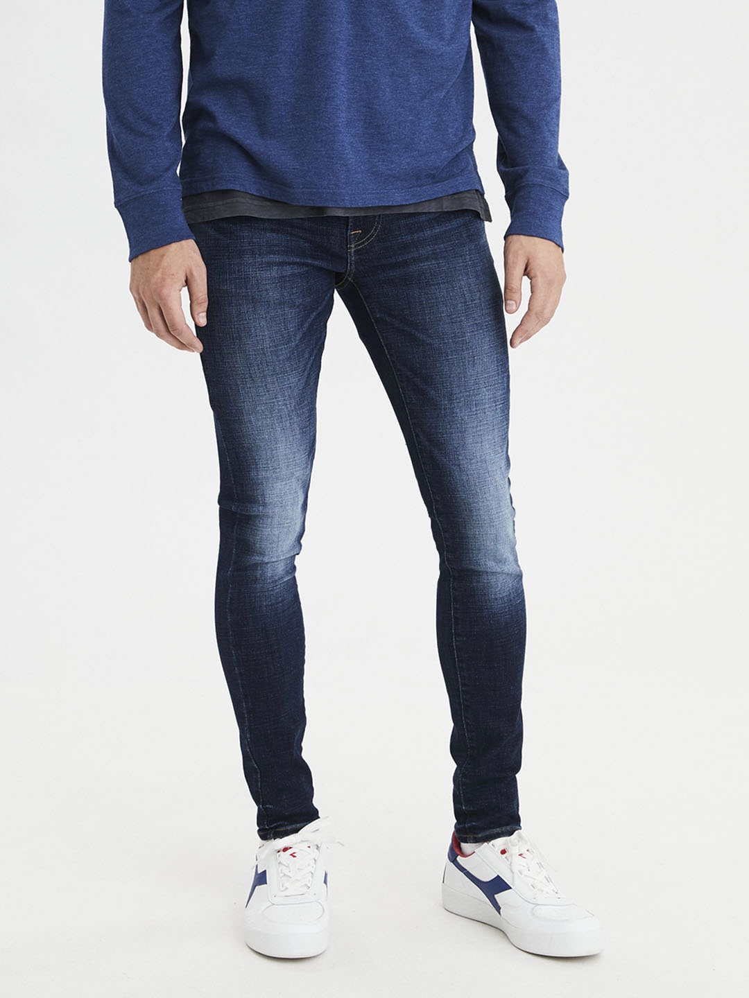 

AMERICAN EAGLE OUTFITTERS Men Blue Ultra Skinny Fit Mid-Rise Clean Look Stretchable Jeans