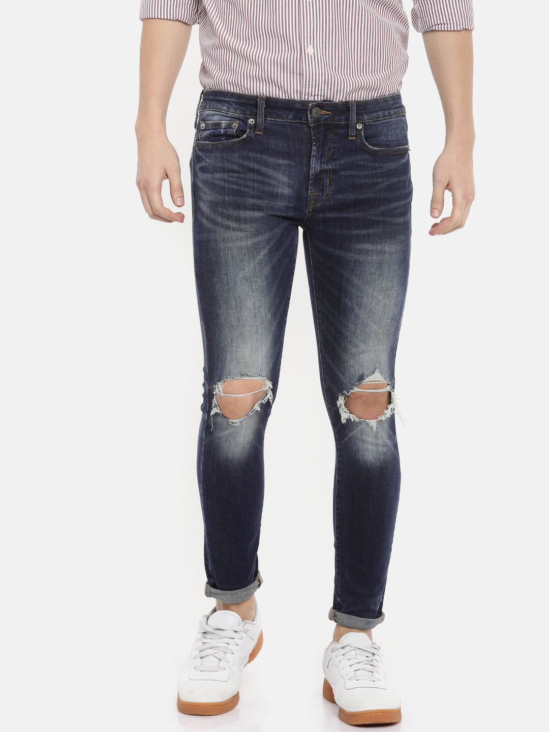 

AMERICAN EAGLE OUTFITTERS Men Blue Regular Fit Mid-Rise Clean Look Stretchable Jeans