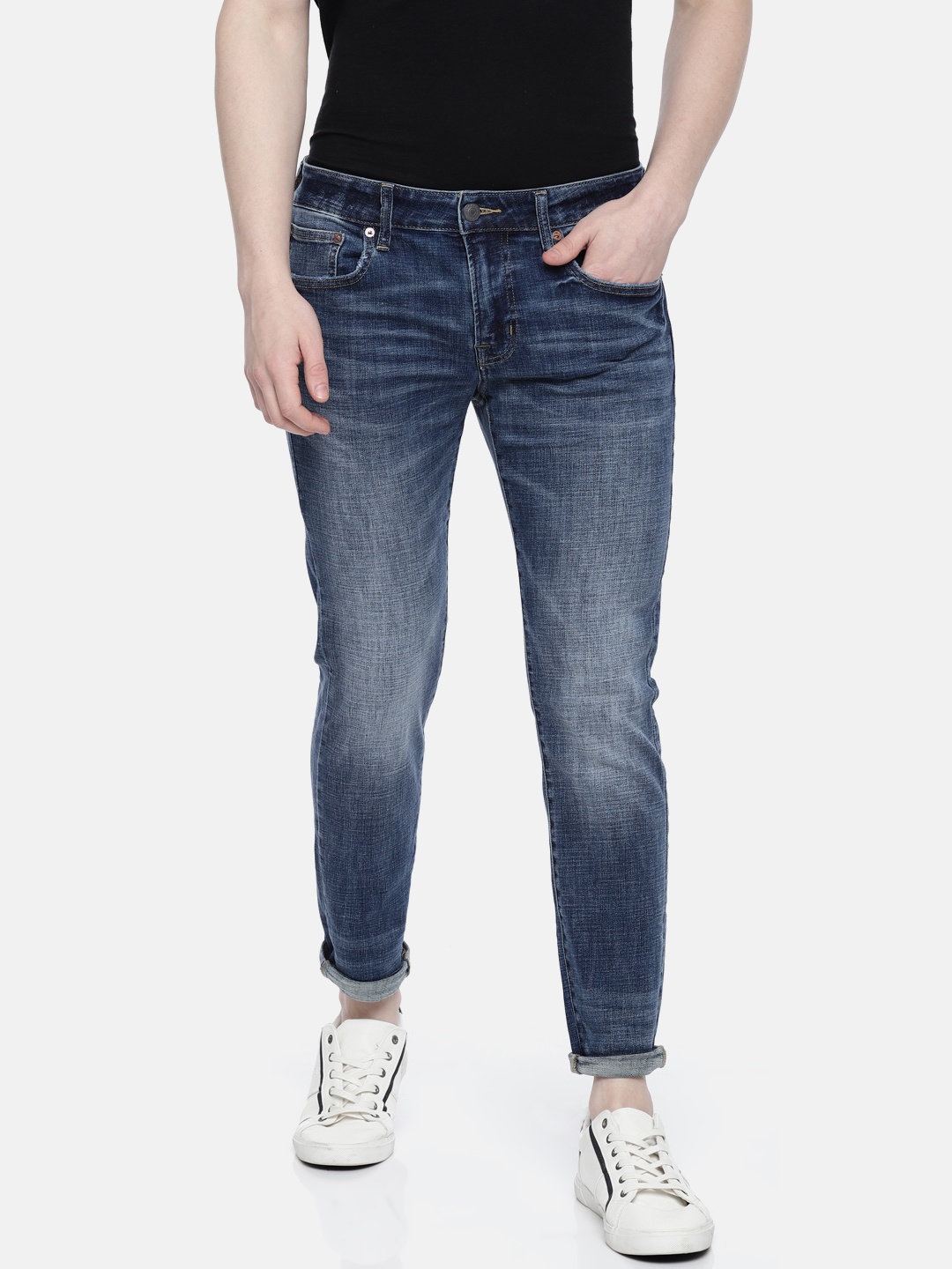 

AMERICAN EAGLE OUTFITTERS Men Blue Skinny Fit Mid-Rise Clean Look Stretchable Jeans