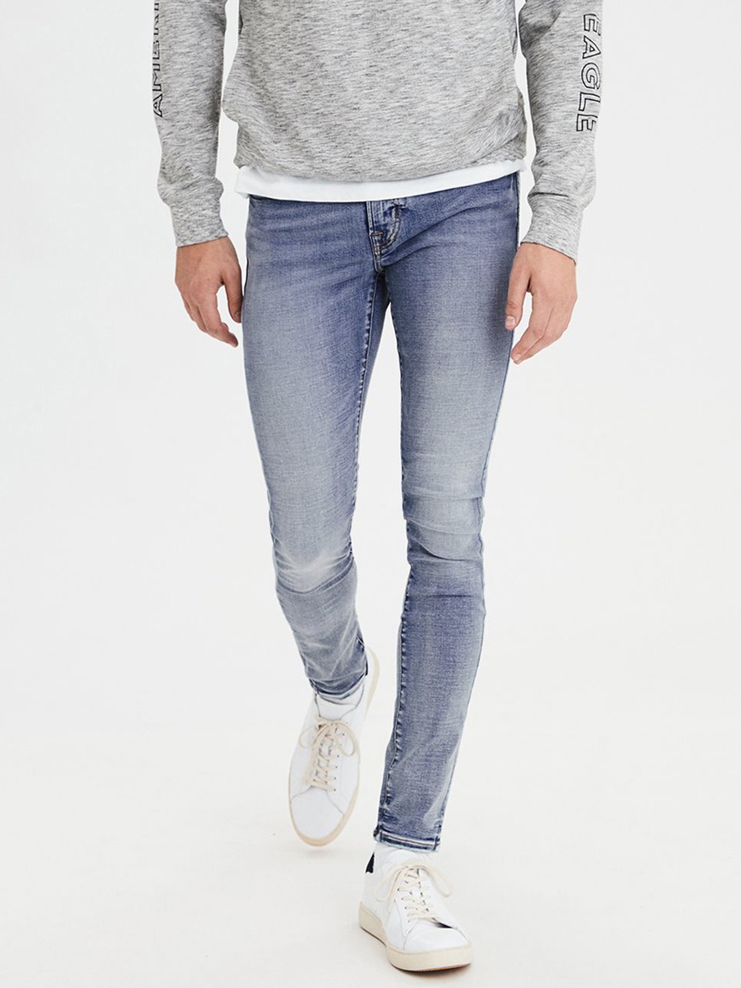 

AMERICAN EAGLE OUTFITTERS Men Blue Ultra Skinny Fit Mid-Rise Clean Look Stretchable Jeans