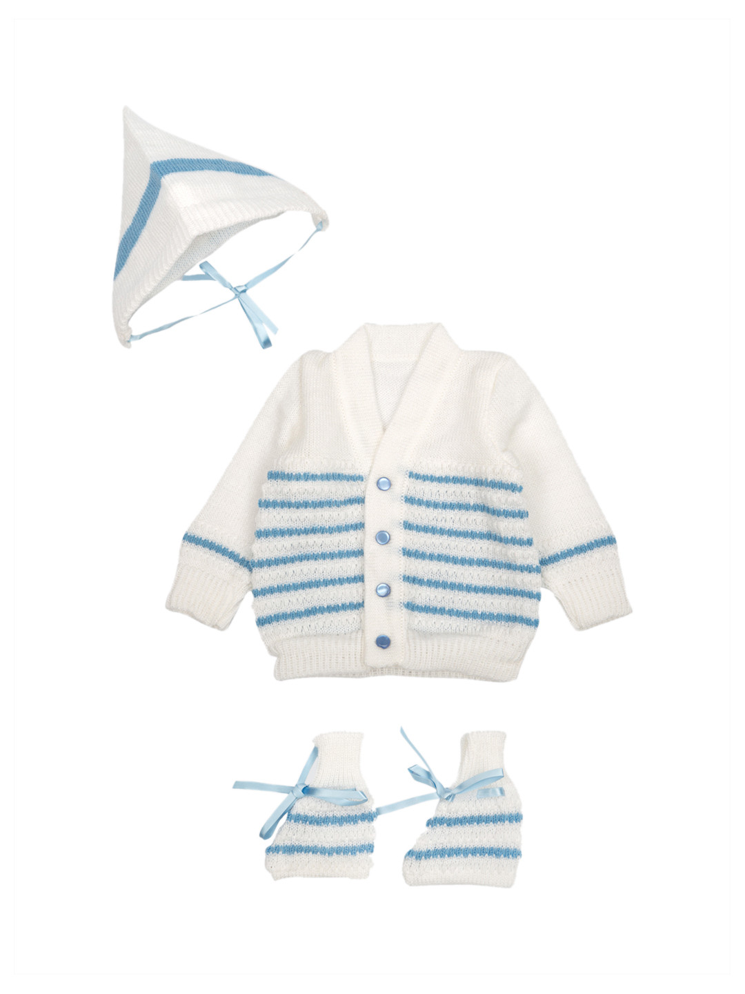 

MeeMee Unisex White & Blue Striped Cardigan