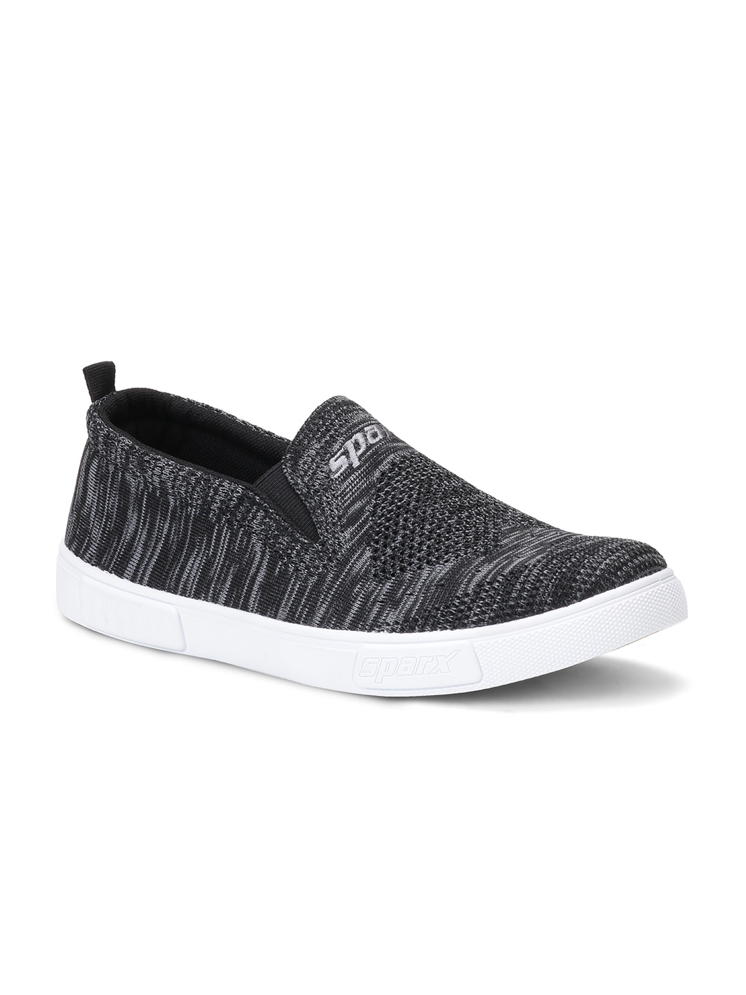 

Sparx Men Black Textured Slip-On Sneakers