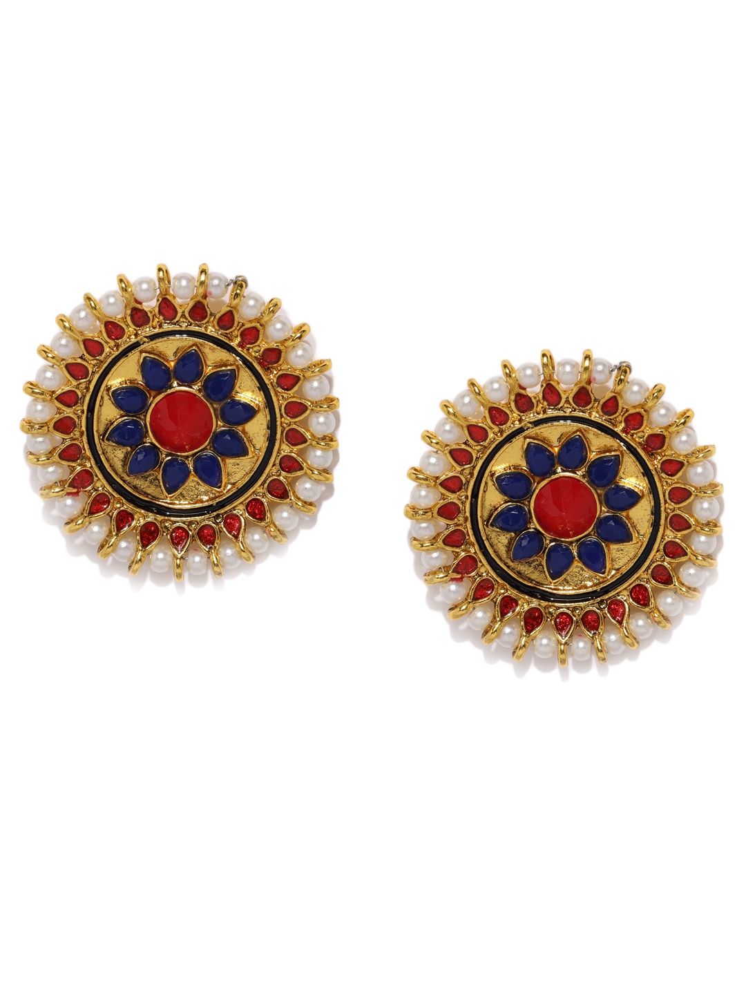 

Zaveri Pearls Gold-Toned & Red Oversized Studs