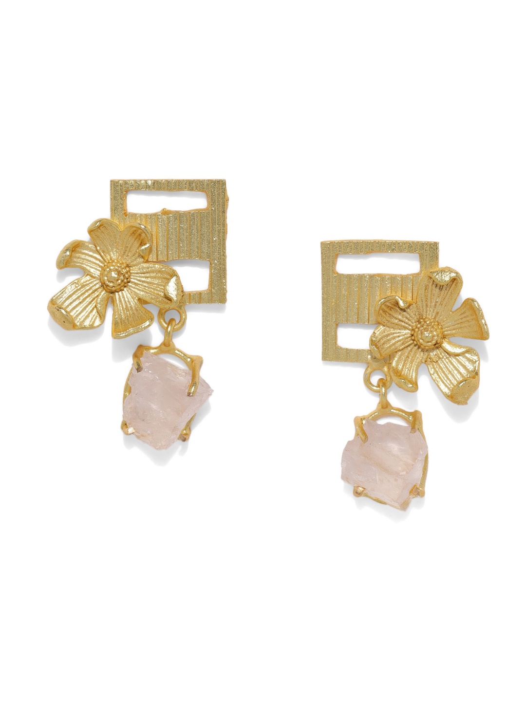 

Zaveri Pearls Gold-Toned Floral Drop Earrings