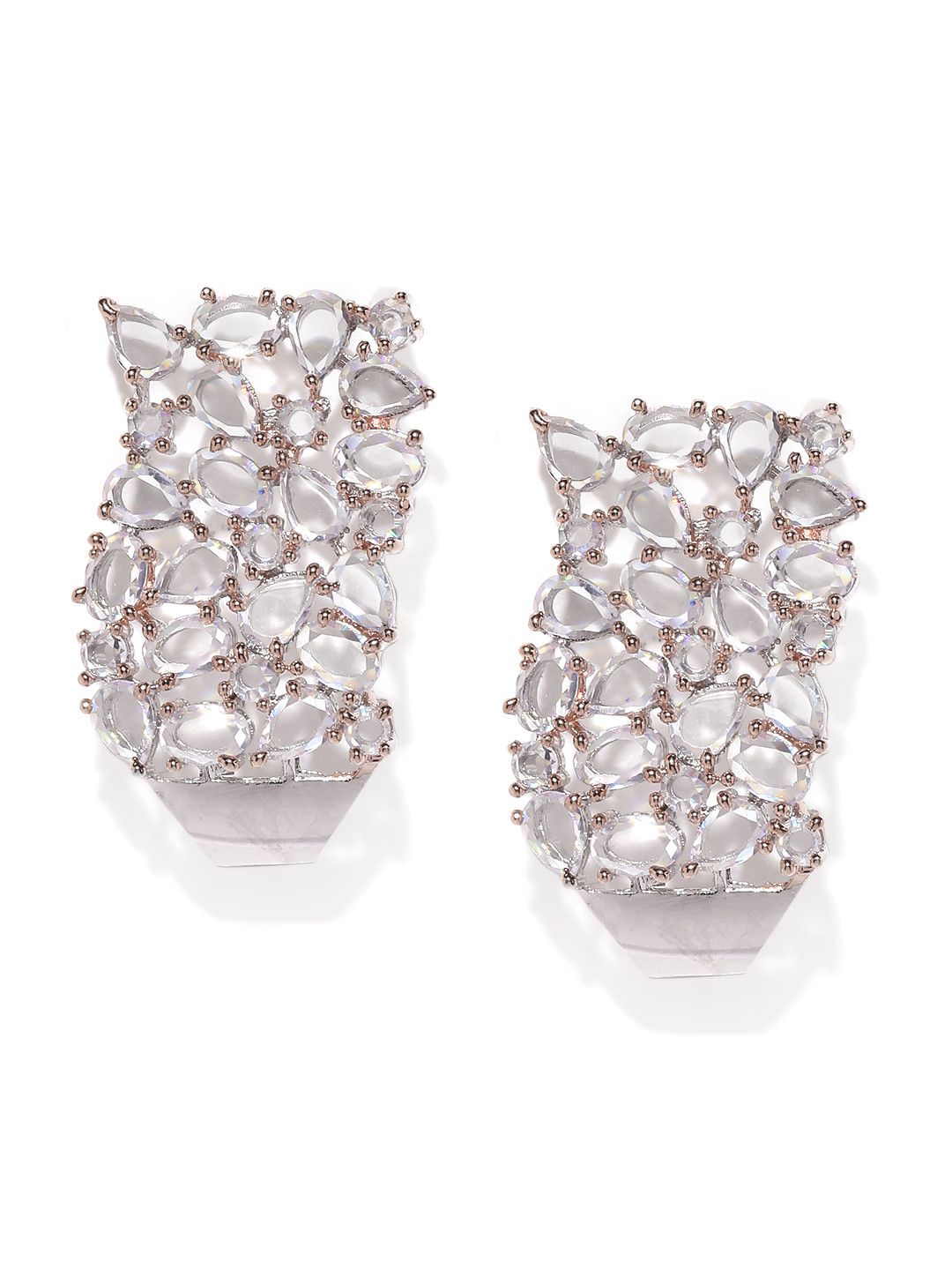 

Zaveri Pearls Silver-Toned Contemporary Studs