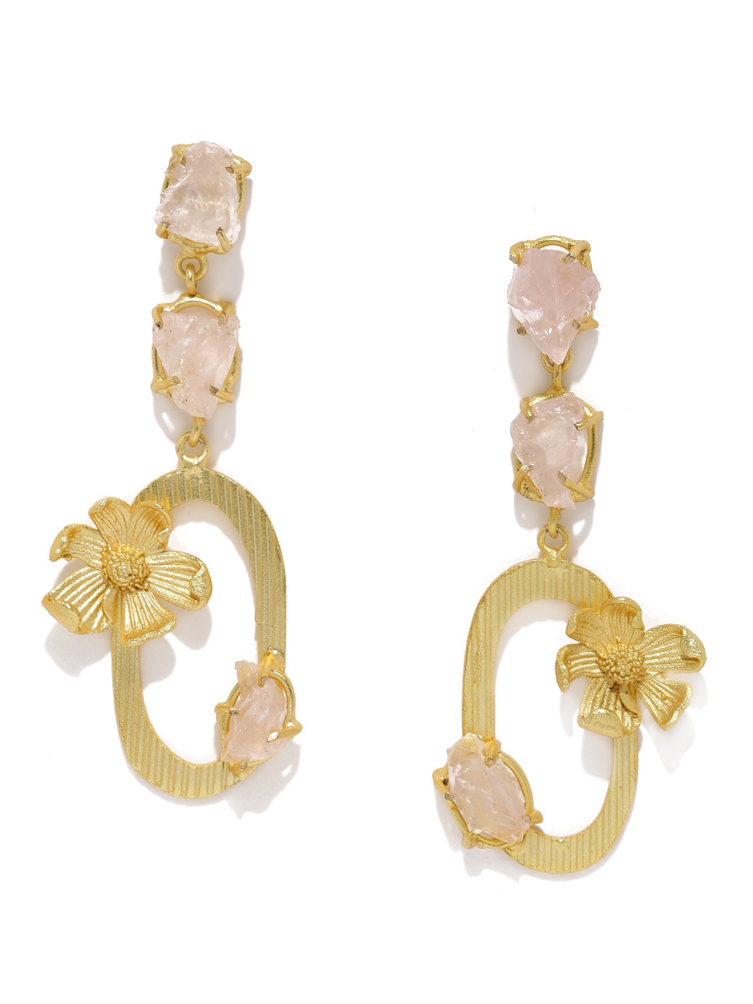 

Zaveri Pearls Gold-Toned Floral Drop Earrings