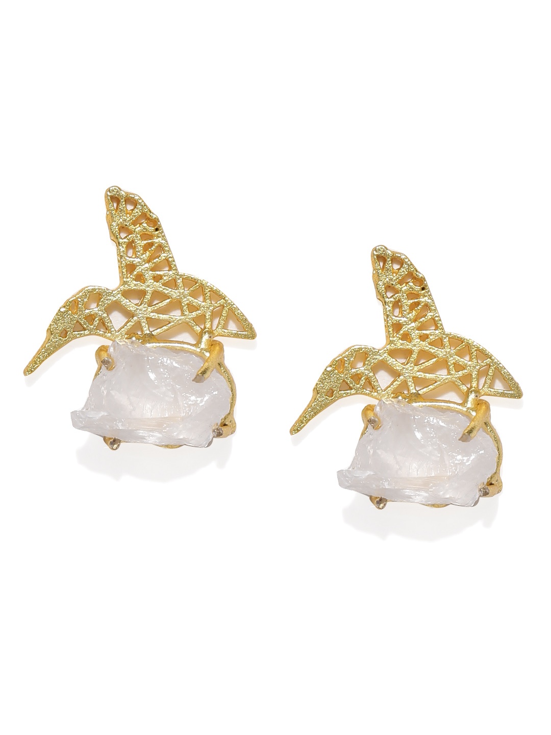 

Zaveri Pearls Gold-Toned & White Puffin Bird Design Studs