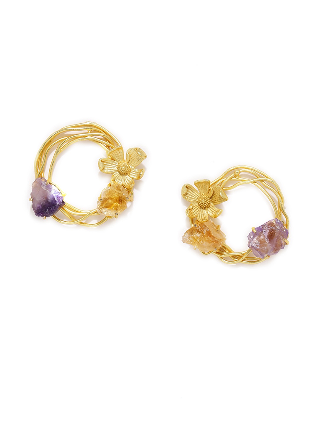

Zaveri Pearls Gold-Toned Circular Oversized Studs