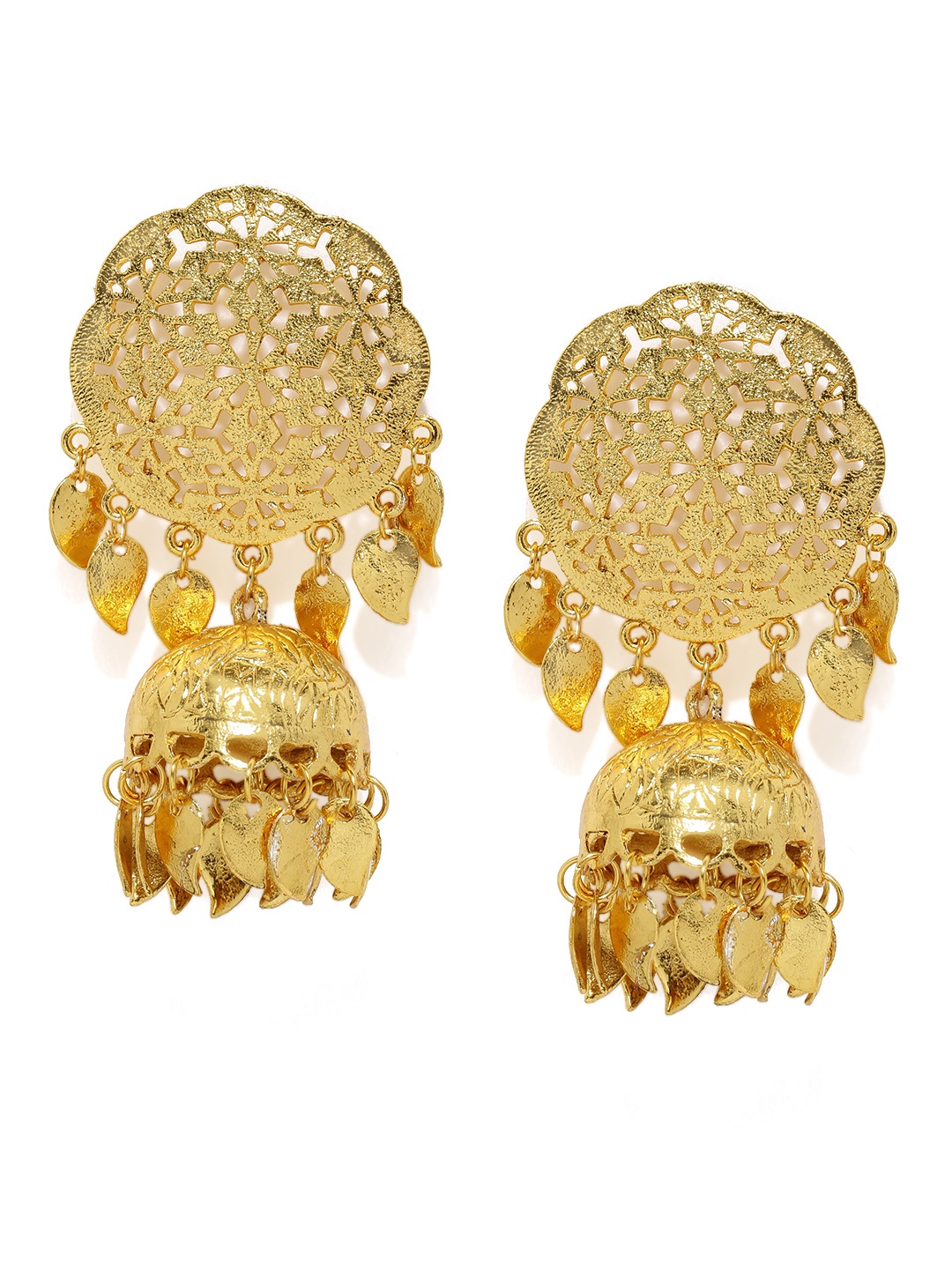 

Zaveri Pearls Gold-Toned Dome-Shaped Jhumkas