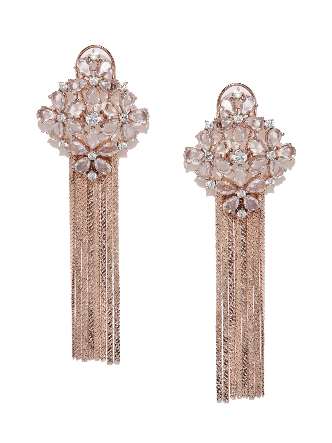 

Zaveri Pearls Rose Gold Floral Drop Earrings