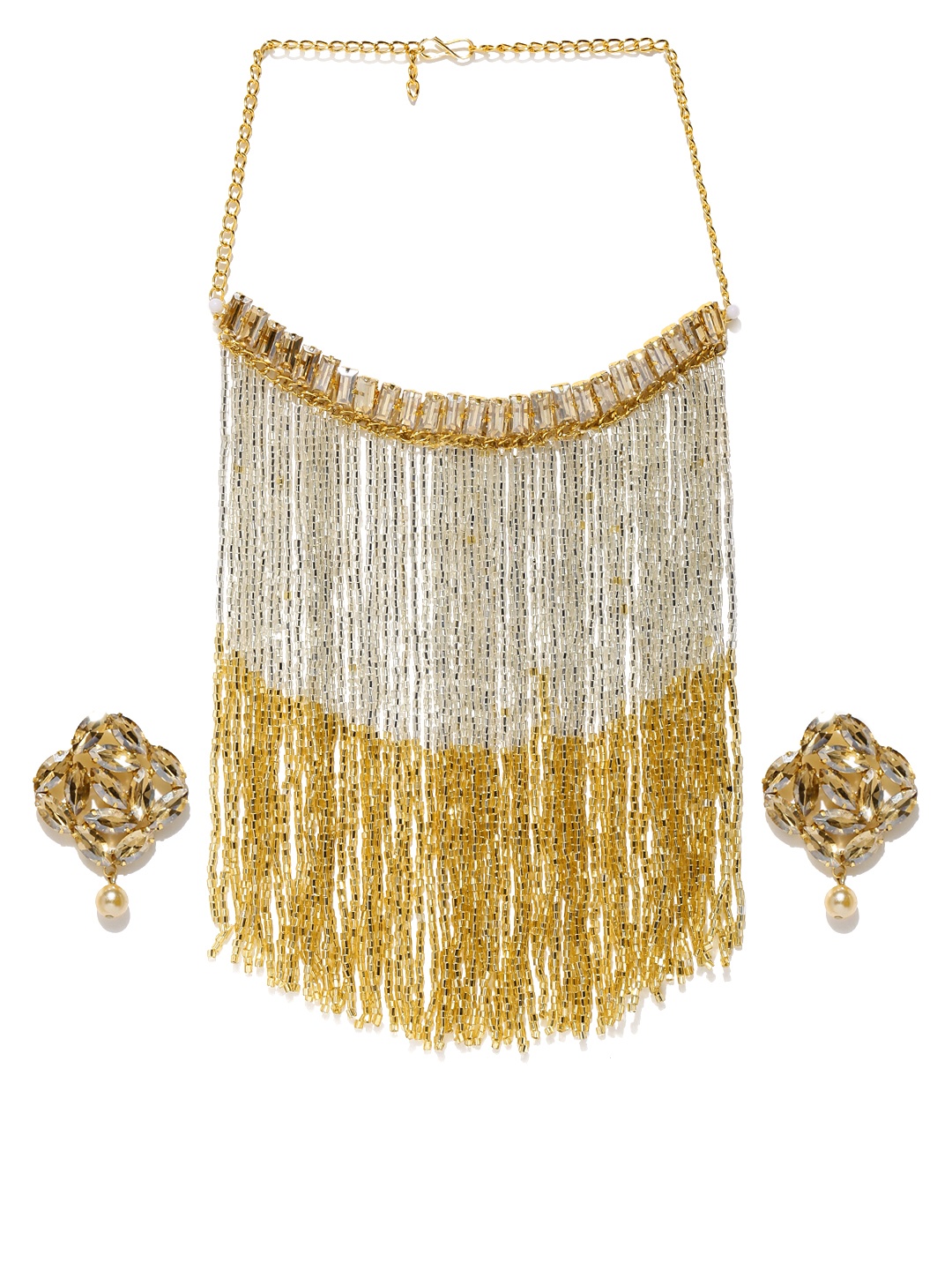 

Zaveri Pearls Gold-Toned Crystal Shine Contemporary Jewellery Set