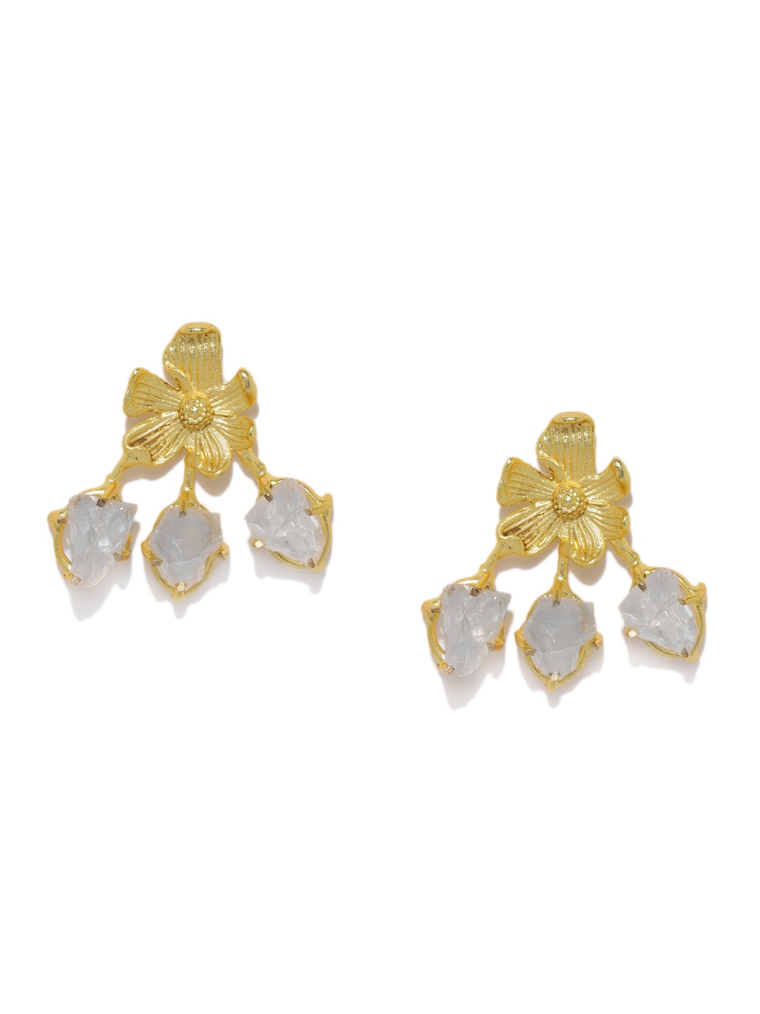 

Zaveri Pearls Gold-Toned Floral Drop Earrings