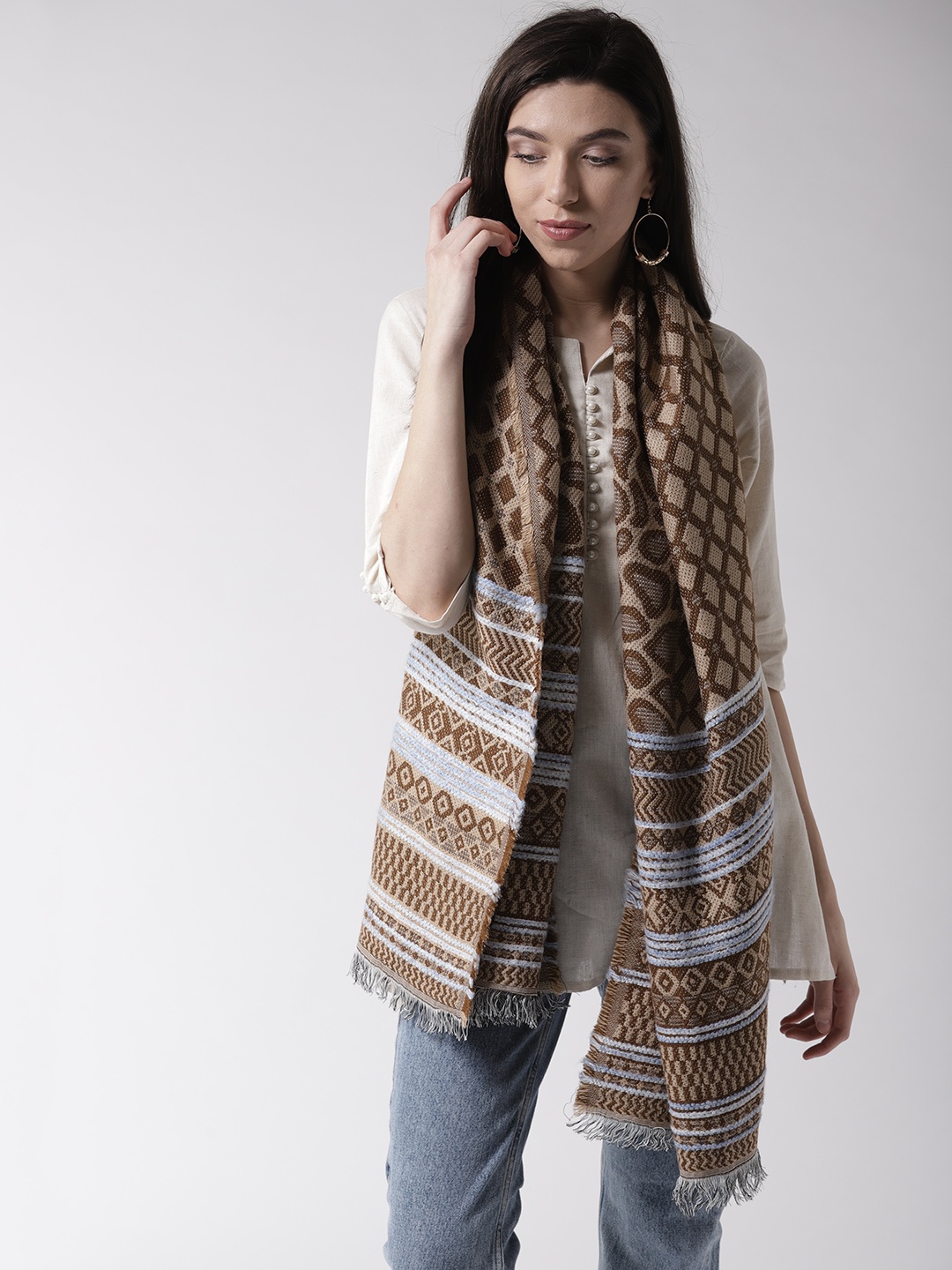 

Style Quotient Women Beige & Brown Woven Design Stole
