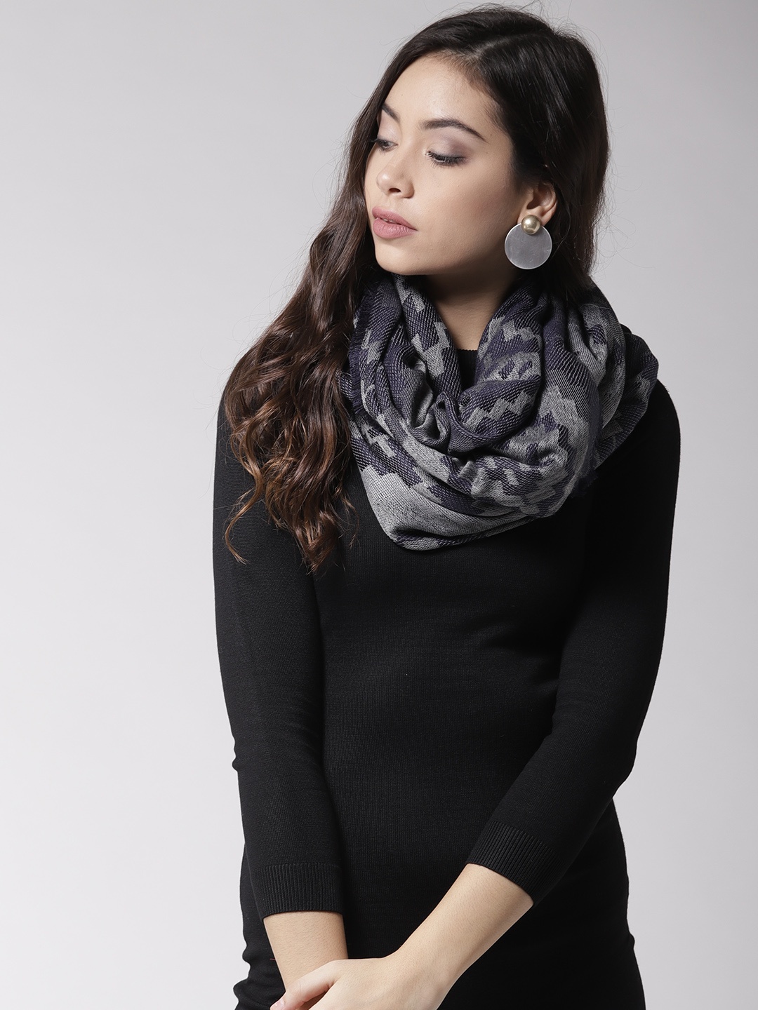 

Style Quotient Women Grey & Black Self-Design Shawl