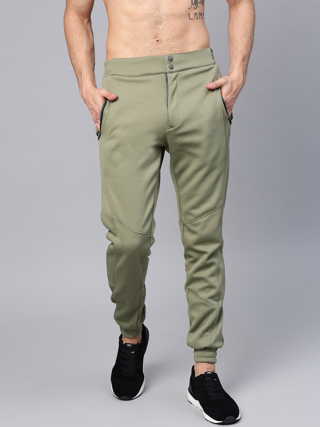 

HRX by Hrithik Roshan Men Olive Green Rapid Dry Running Joggers