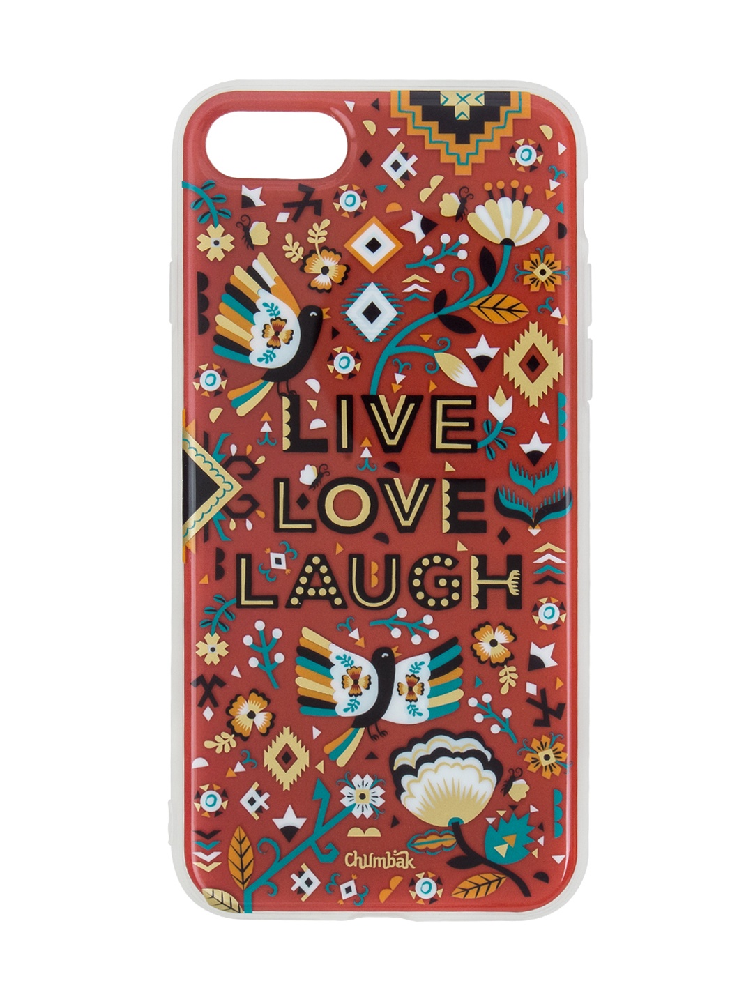 

Chumbak Red Aztec Garden Printed 3D Gold iPhone 7 and SE Case