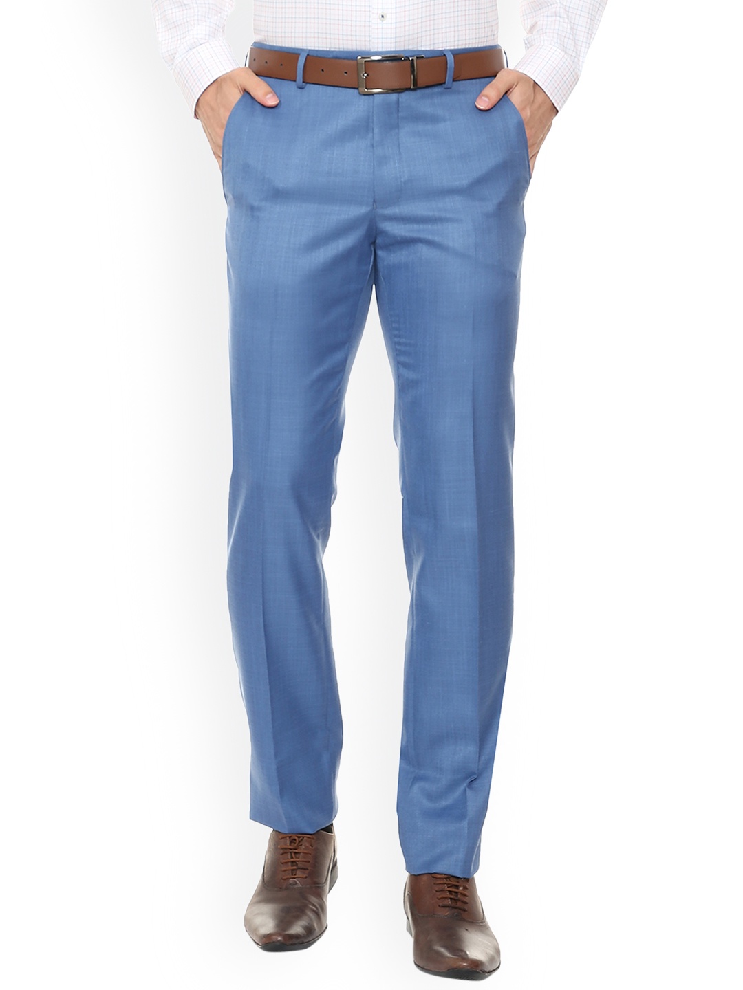 

Van Heusen Men Blue Slim Fit Solid Formal Trousers