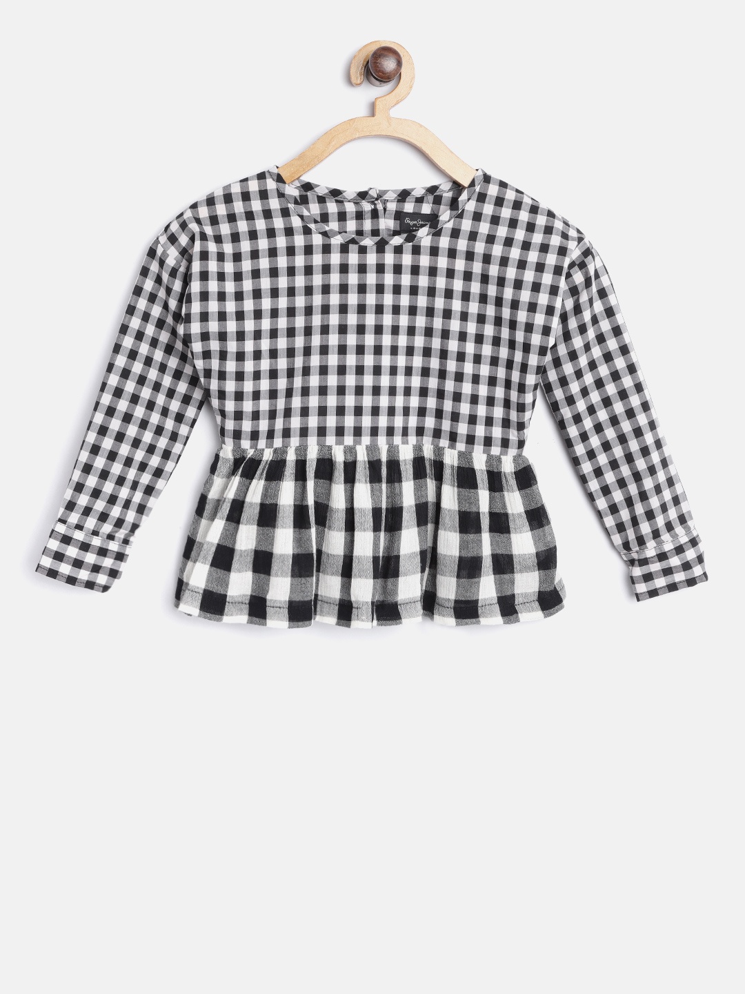 

Pepe Jeans Girls White Checked Cinched Waist Top