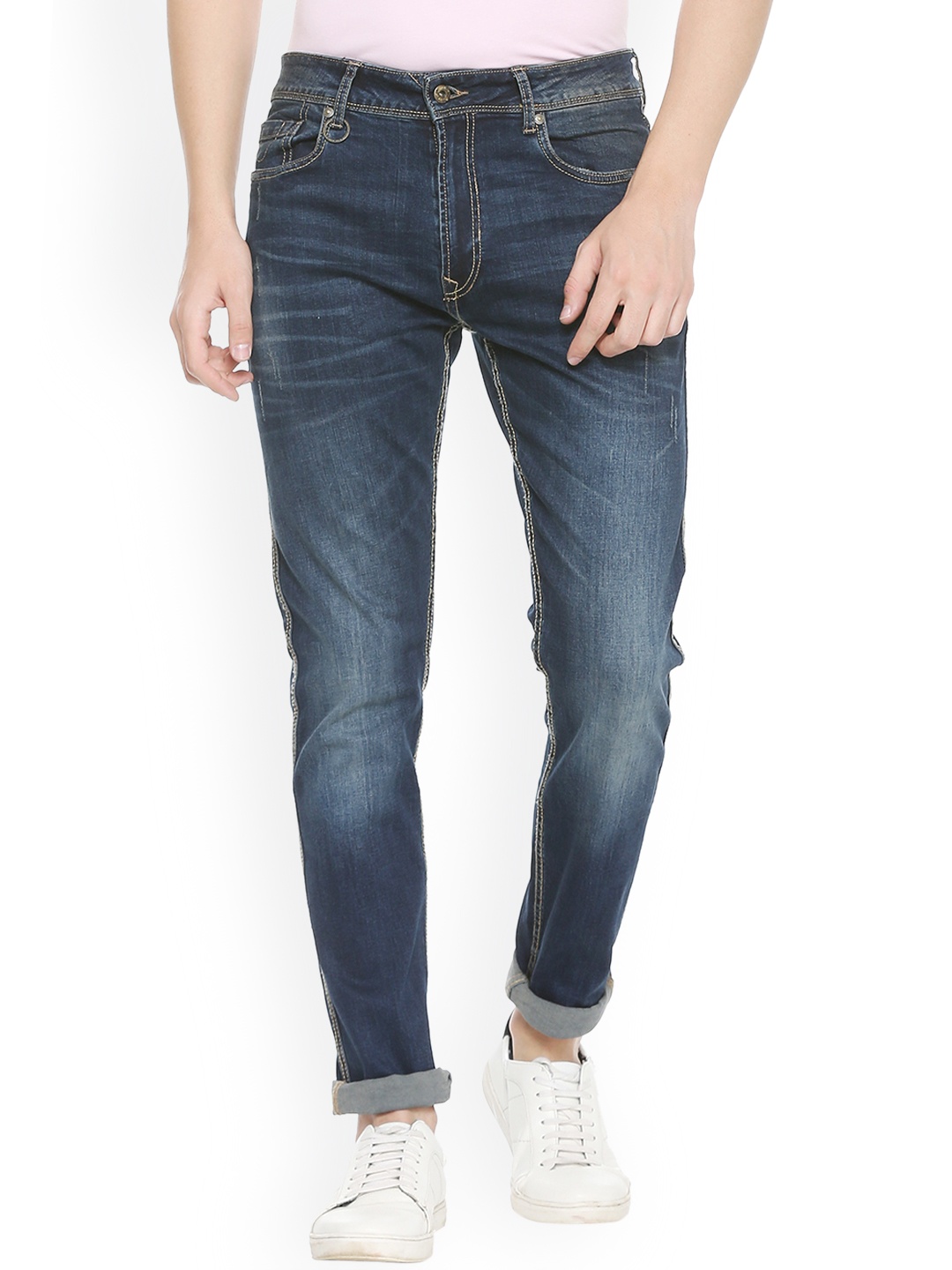 

Peter England Casuals Men Blue Tapered Fit Mid-Rise Clean Look Stretchable Jeans