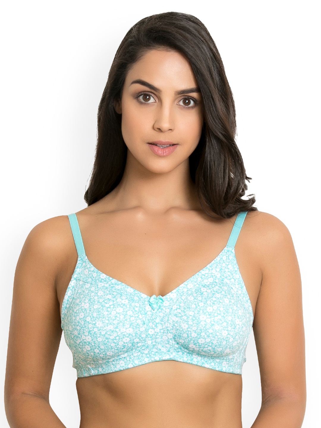 

Rosaline by Zivame Blue Printed Non-Wired Non Padded Beginners Bra