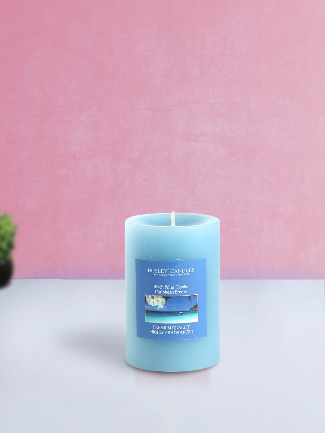 

HOSLEY Blue Set of 3 Caribbean Breeze Aromatic Pillar Candles