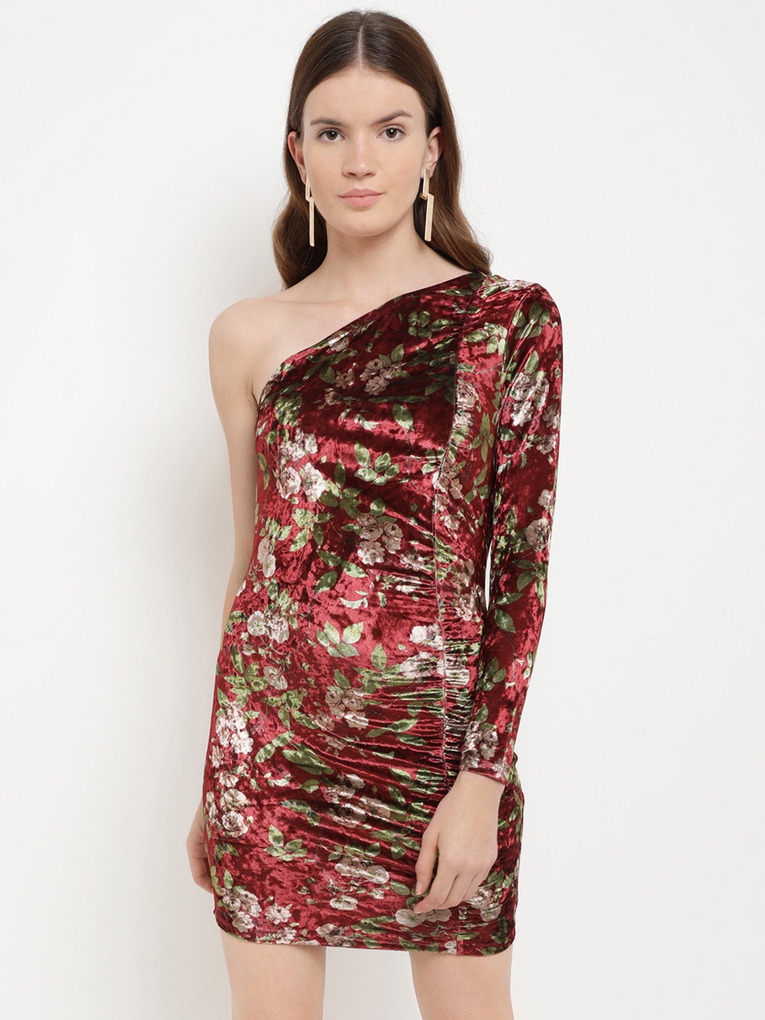 

Kazo Women Red & Green Printed Bodycon Dress