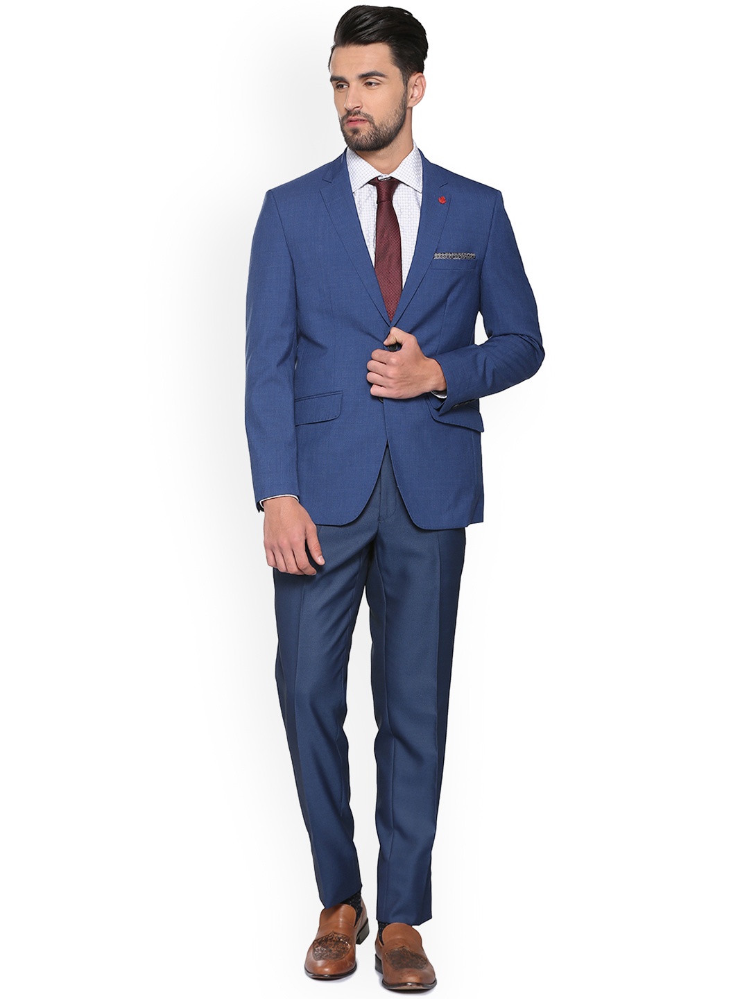 

Peter England Elite Men Blue Single-Breasted Blazer