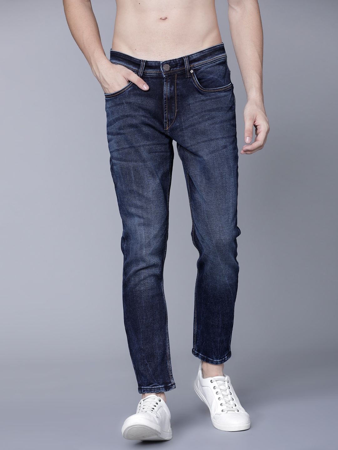 

LOCOMOTIVE Men Blue Slim Tapered Fit Mid-Rise Clean Look Stretchable Jeans