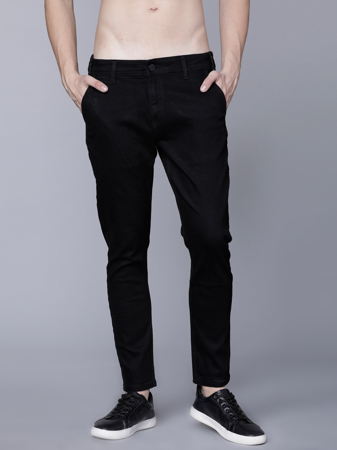 

LOCOMOTIVE Men Black Slim Fit Mid-Rise Clean Look Stretchable Jeans