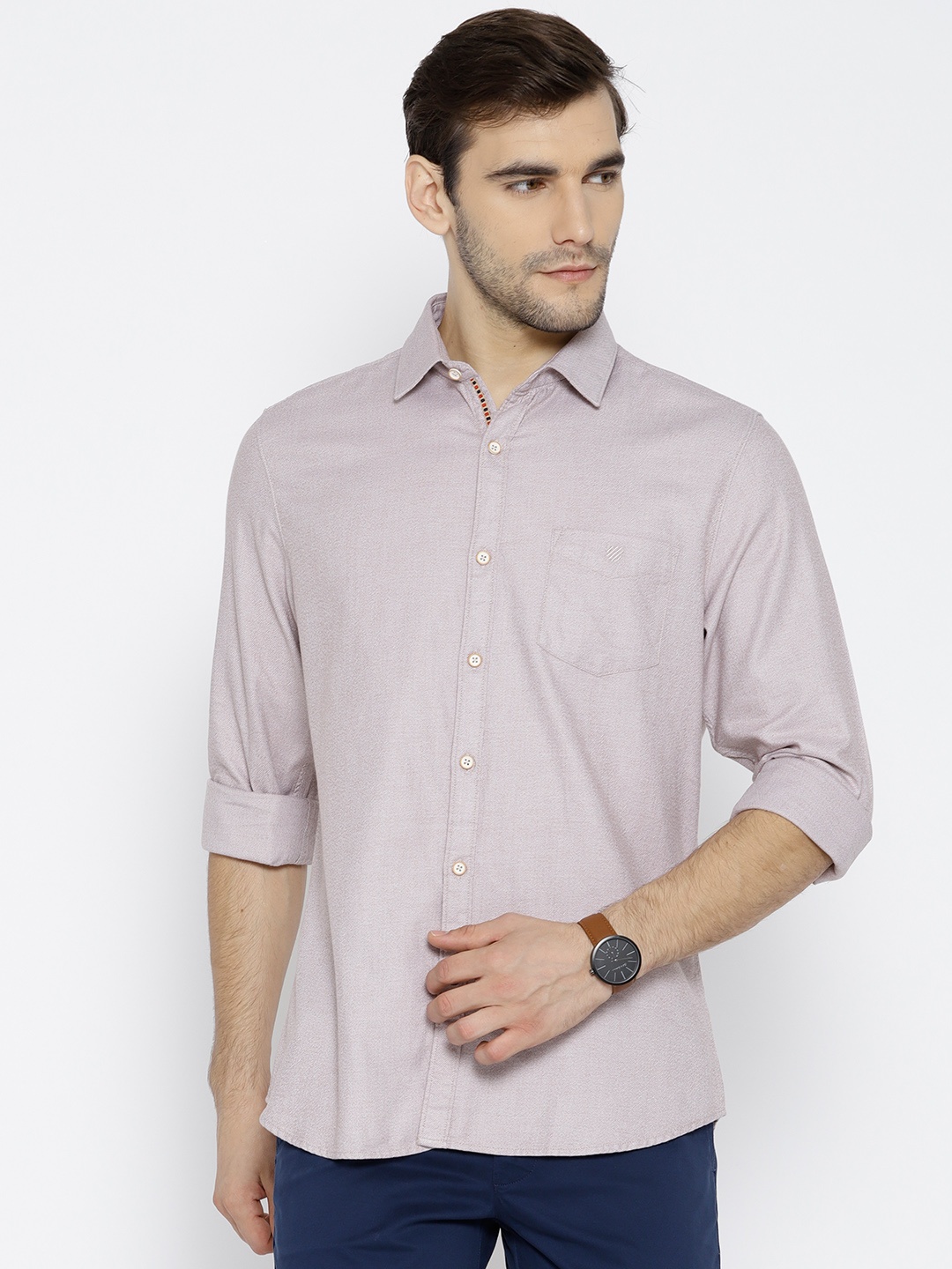 

J Hampstead Men Beige Slim Fit Solid Casual Shirt
