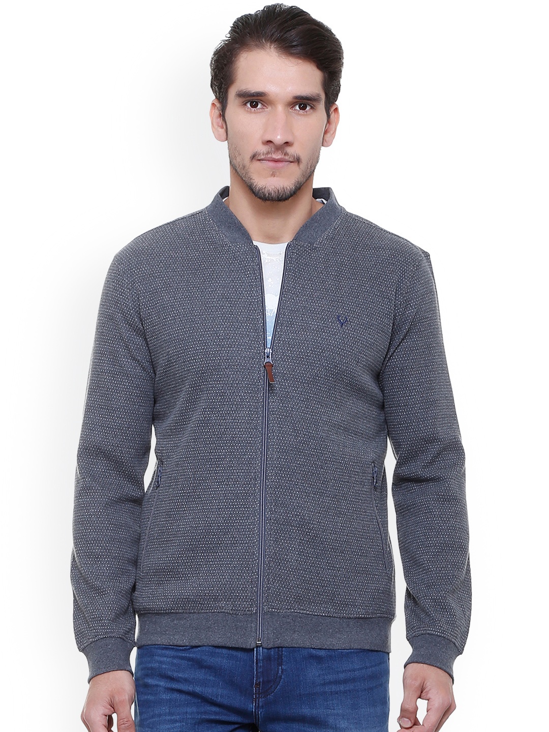 

Allen Solly Men Grey Self Design Sweatshirt