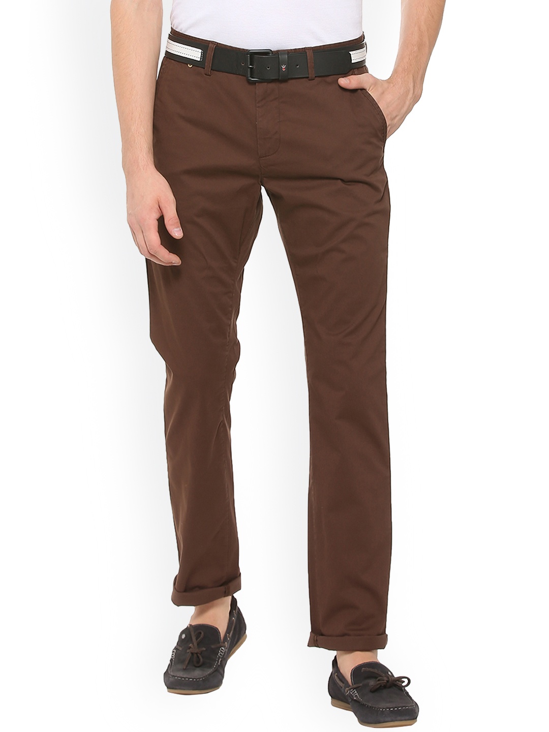 

Allen Solly Men Brown Regular Fit Solid Regular Trousers