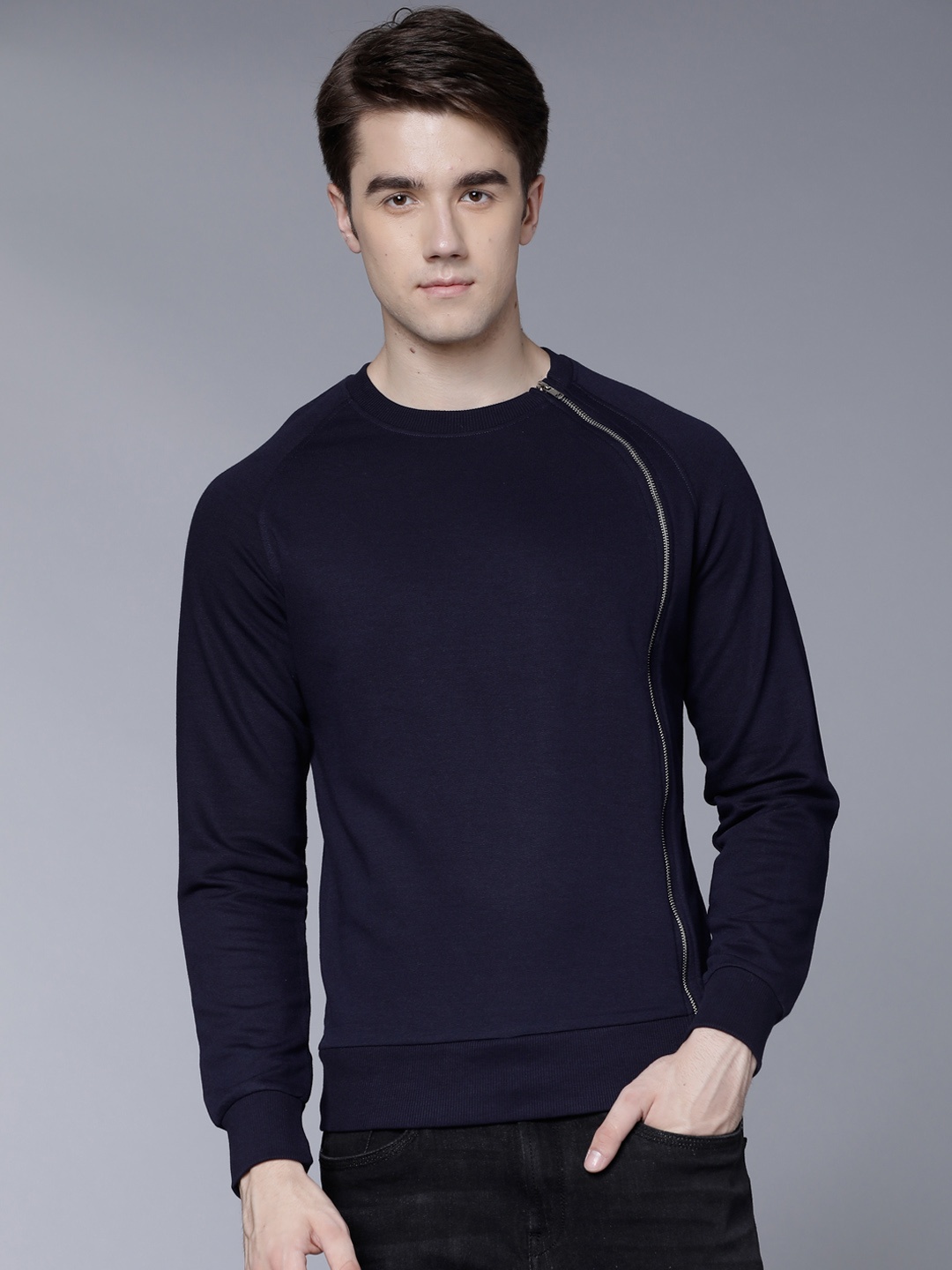 

HIGHLANDER Men Navy Blue Solid Sweatshirt