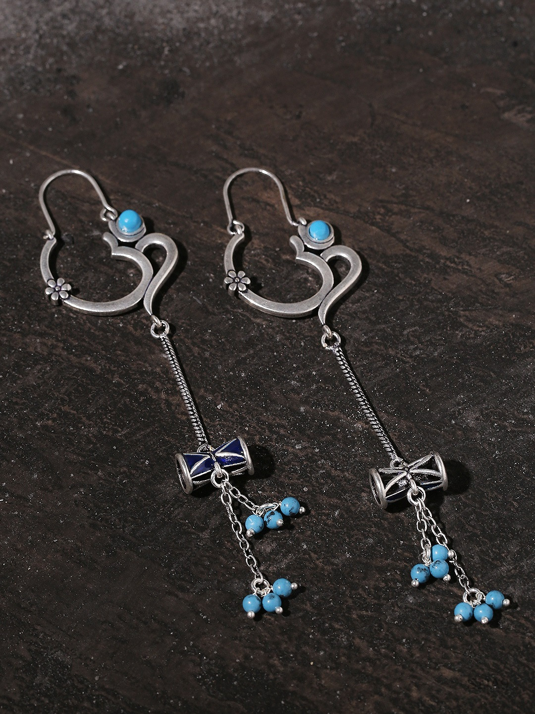 

Voylla Silver Plated Blue Contemporary Drop Earrings