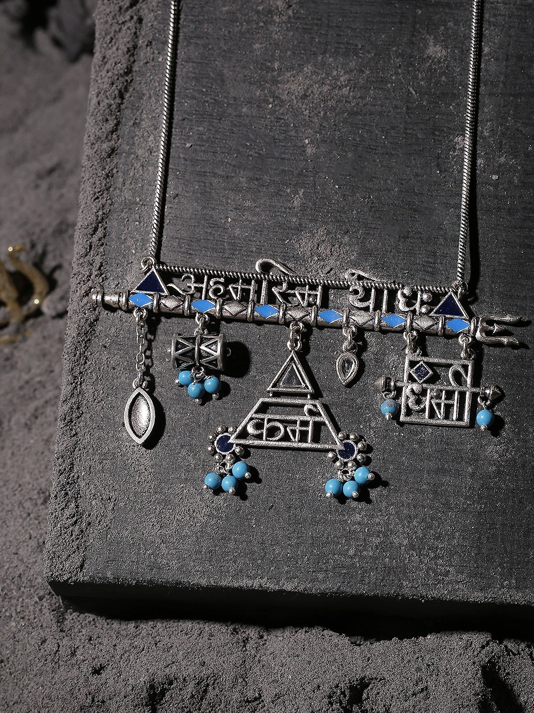 

Voylla Rhodium-Plated Oxidised Necklace, Silver