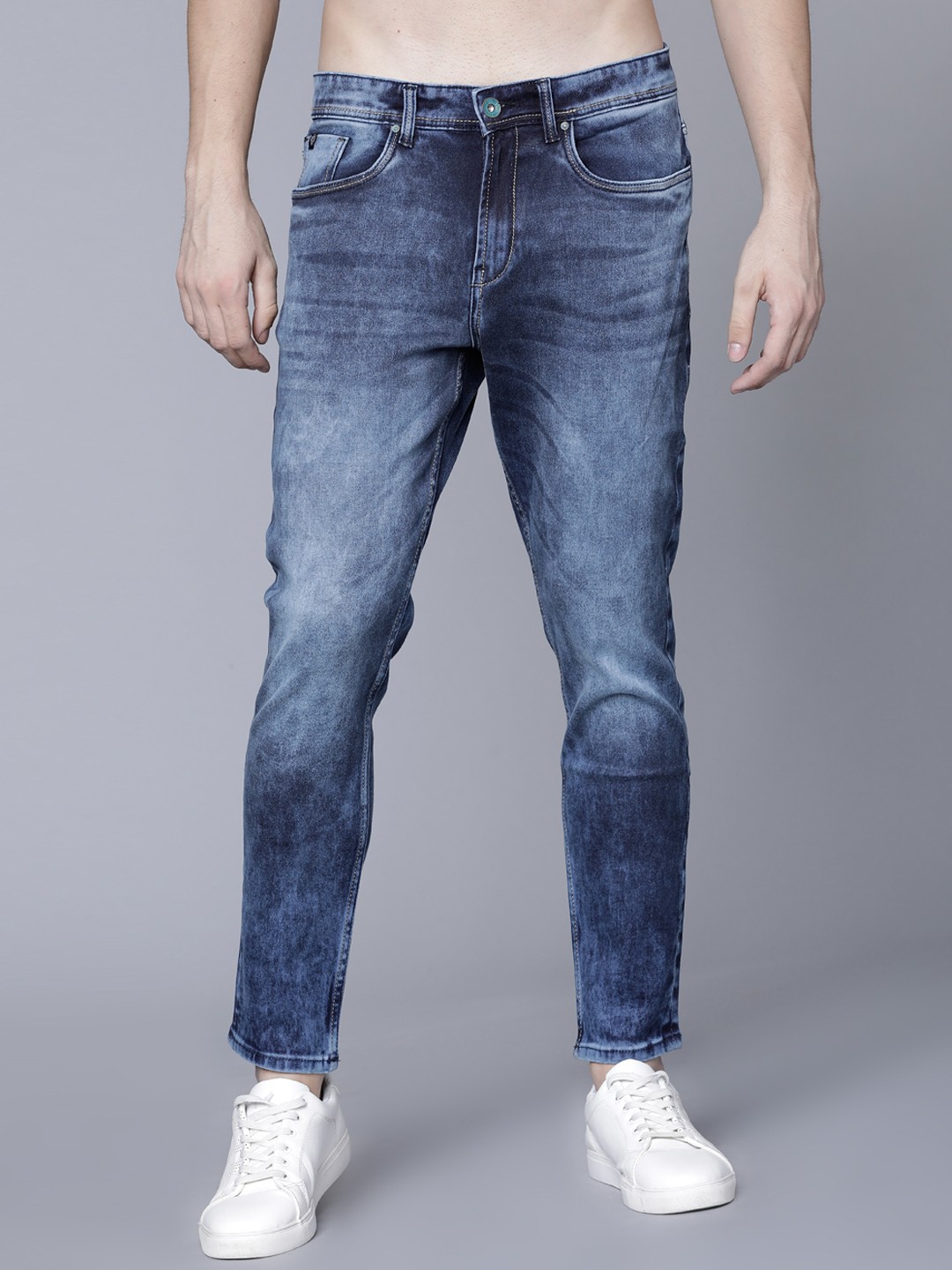 

LOCOMOTIVE Men Blue Tapered Fit Mid-Rise Clean Look Stretchable Jeans